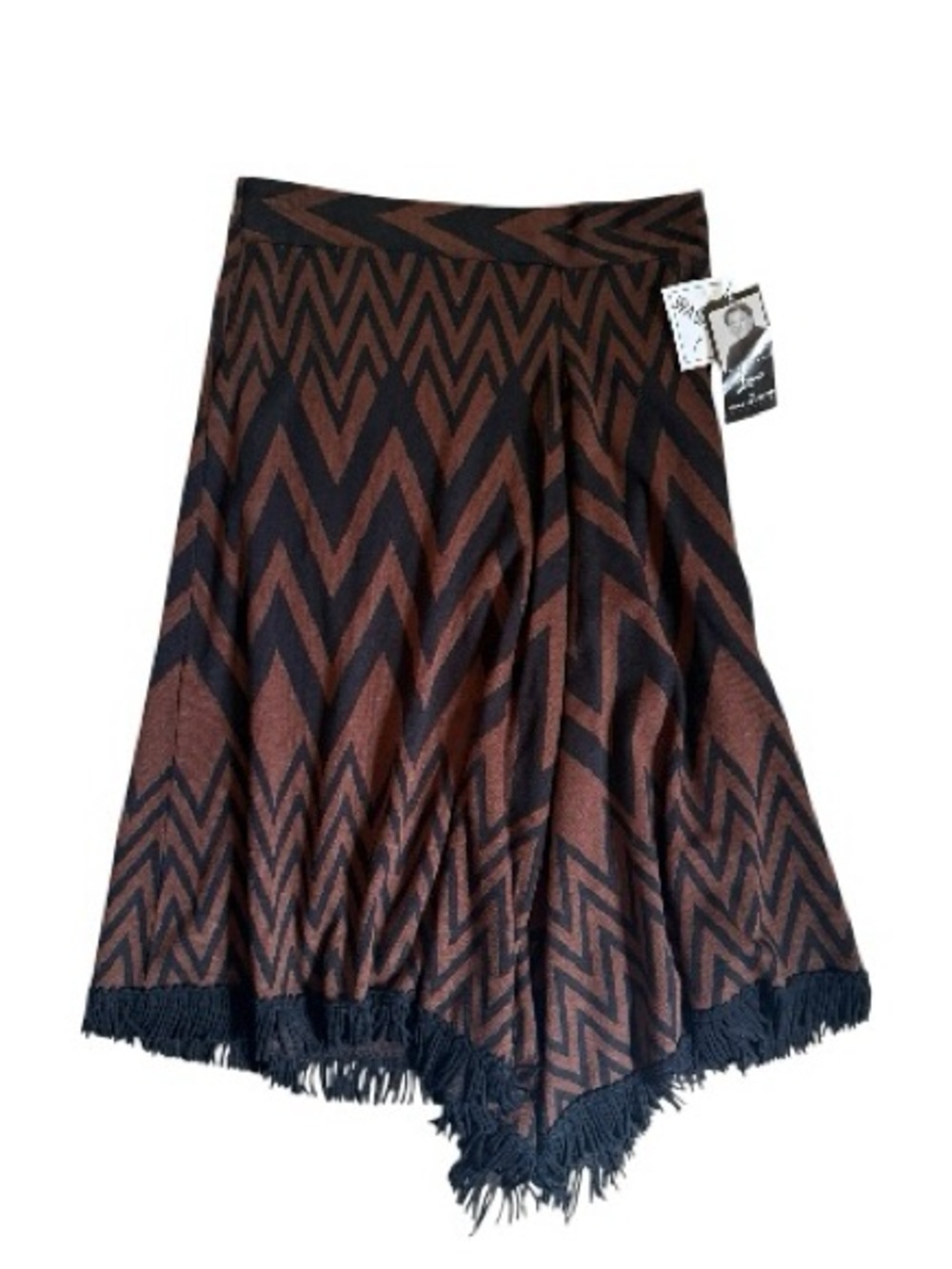 NWT Vintage Lennie For Nina Leonard Aztec Womens Chevron Fringe Skirt Large